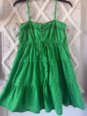 100% Cotton Green Eyelet Sundress
